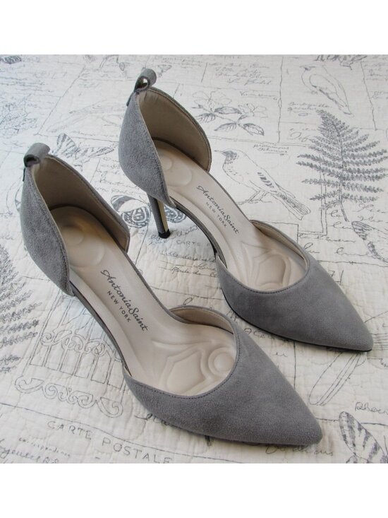 Antonia Saint NY Shoes - New Antonia Saint NY  Vida Half D’Orsay Gray Suede Comfort pumps heels size 6.5